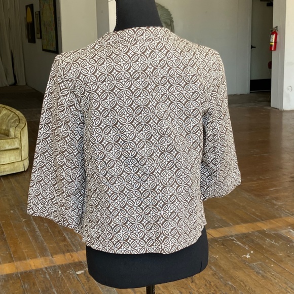 Talbots denim brown and white tile motif cropped jacket - Picture 6 of 9
